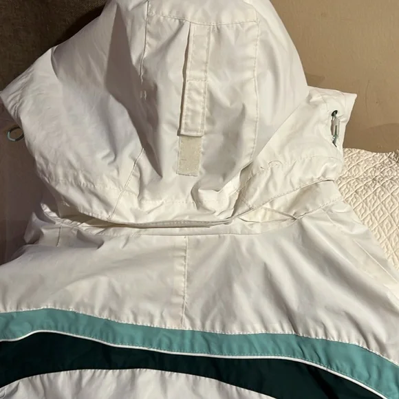 COLUMBIA SKI JACKET WOMEN'S MEDIUM W/ HOOD WHITE & GREEN - Picture 8 of 16